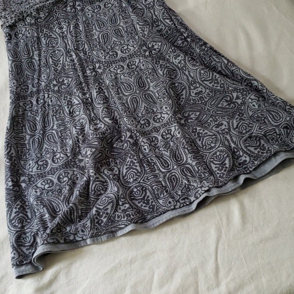 Athleta Dhara‎ Burnout Jersey Dress S Grey Paisley V-Neck Cap Sleeves - Picture 5 of 7